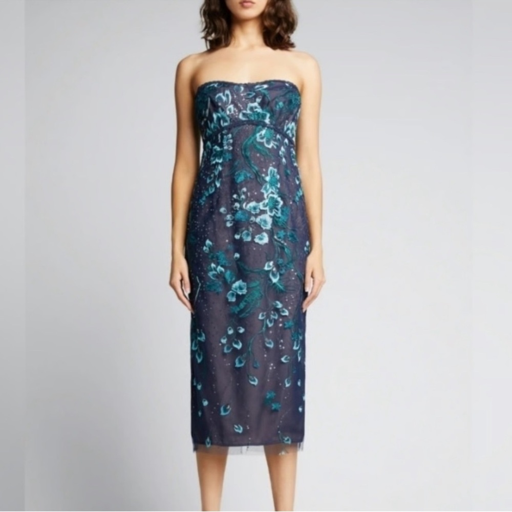 Beautiful Marchesa Notte beaded and embroidered strapless dress.